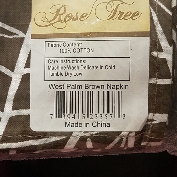 ROSE TREE West Palm Brown Napkins - Picture 2 of 2